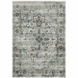 5' X 8' Ivory Grey Charcoal Blue And Taupe Oriental Power Loom Stain Resistant Area Rug - Homeroots - Flyclothing LLC