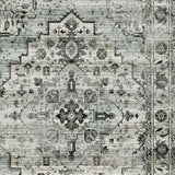 5' X 8' Ivory Grey Charcoal Blue And Taupe Oriental Power Loom Stain Resistant Area Rug - Homeroots - Flyclothing LLC