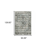 8' X 11' Ivory Grey Charcoal Blue And Taupe Oriental Power Loom Stain Resistant Area Rug - Homeroots - Flyclothing LLC