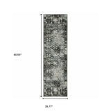 2' X 8' Charcoal Grey Blue Ivory And Taupe Oriental Power Loom Stain Resistant Runner Rug - Homeroots - Flyclothing LLC
