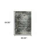 4' X 6' Charcoal Grey Blue Ivory And Taupe Oriental Power Loom Stain Resistant Area Rug - Homeroots - Flyclothing LLC
