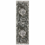 2' X 8' Charcoal Rust Grey Blue Ivory And Brown Oriental Power Loom Stain Resistant Runner Rug - Homeroots - Flyclothing LLC