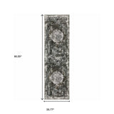 2' X 8' Charcoal Rust Grey Blue Ivory And Brown Oriental Power Loom Stain Resistant Runner Rug - Homeroots - Flyclothing LLC