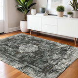 4' X 6' Charcoal Rust Grey Blue Ivory And Brown Oriental Power Loom Stain Resistant Area Rug - Homeroots - Flyclothing LLC