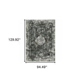 8' X 11' Charcoal Rust Grey Blue Ivory And Brown Oriental Power Loom Stain Resistant Area Rug - Homeroots - Flyclothing LLC