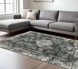10' X 13' Charcoal Rust Grey Blue Ivory And Brown Oriental Power Loom Stain Resistant Area Rug - Homeroots - Flyclothing LLC