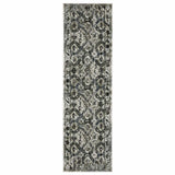 2' X 8' Ivory Charcoal Grey Blue Rust Gold And Brown Oriental Power Loom Stain Resistant Runner Rug - Homeroots - Flyclothing LLC
