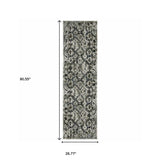 2' X 8' Ivory Charcoal Grey Blue Rust Gold And Brown Oriental Power Loom Stain Resistant Runner Rug - Homeroots - Flyclothing LLC