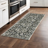 2' X 8' Ivory Charcoal Grey Blue Rust Gold And Brown Oriental Power Loom Stain Resistant Runner Rug - Homeroots - Flyclothing LLC