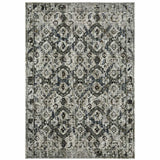 8' X 11' Ivory Charcoal Grey Blue Rust Gold And Brown Oriental Power Loom Stain Resistant Area Rug - Homeroots - Flyclothing LLC
