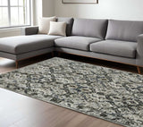 8' X 11' Ivory Charcoal Grey Blue Rust Gold And Brown Oriental Power Loom Stain Resistant Area Rug - Homeroots - Flyclothing LLC
