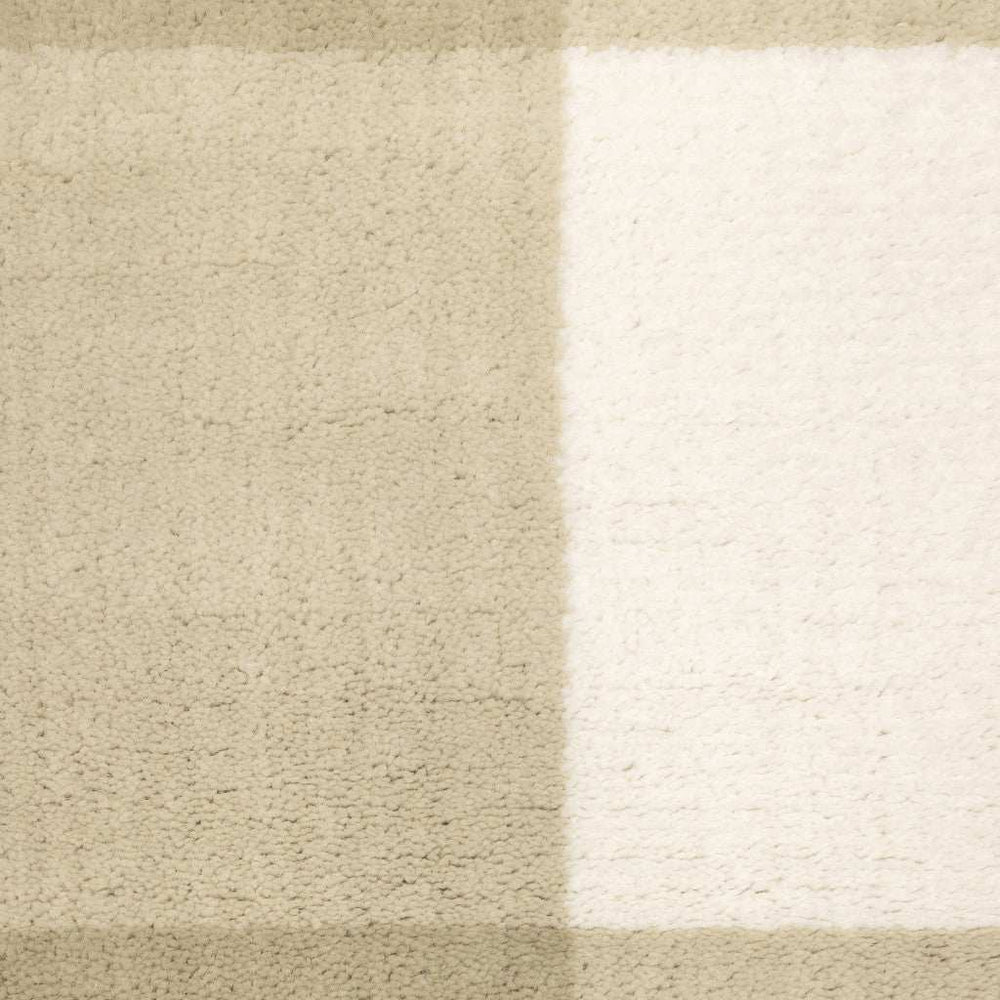 2' X 8' Beige And Ivory Geometric Power Loom Stain Resistant Runner Rug - Homeroots - Flyclothing LLC