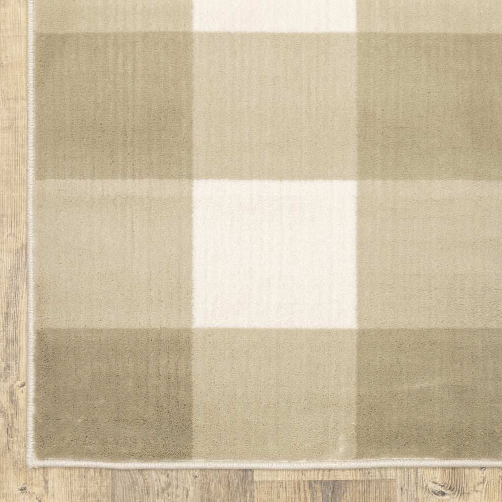 2' X 8' Beige And Ivory Geometric Power Loom Stain Resistant Runner Rug - Homeroots - Flyclothing LLC