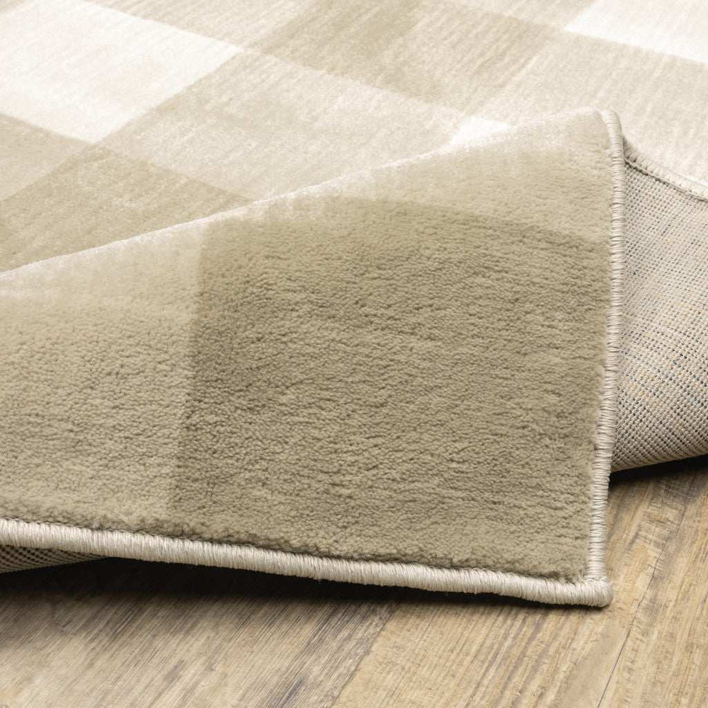 2' X 8' Beige And Ivory Geometric Power Loom Stain Resistant Runner Rug - Homeroots - Flyclothing LLC