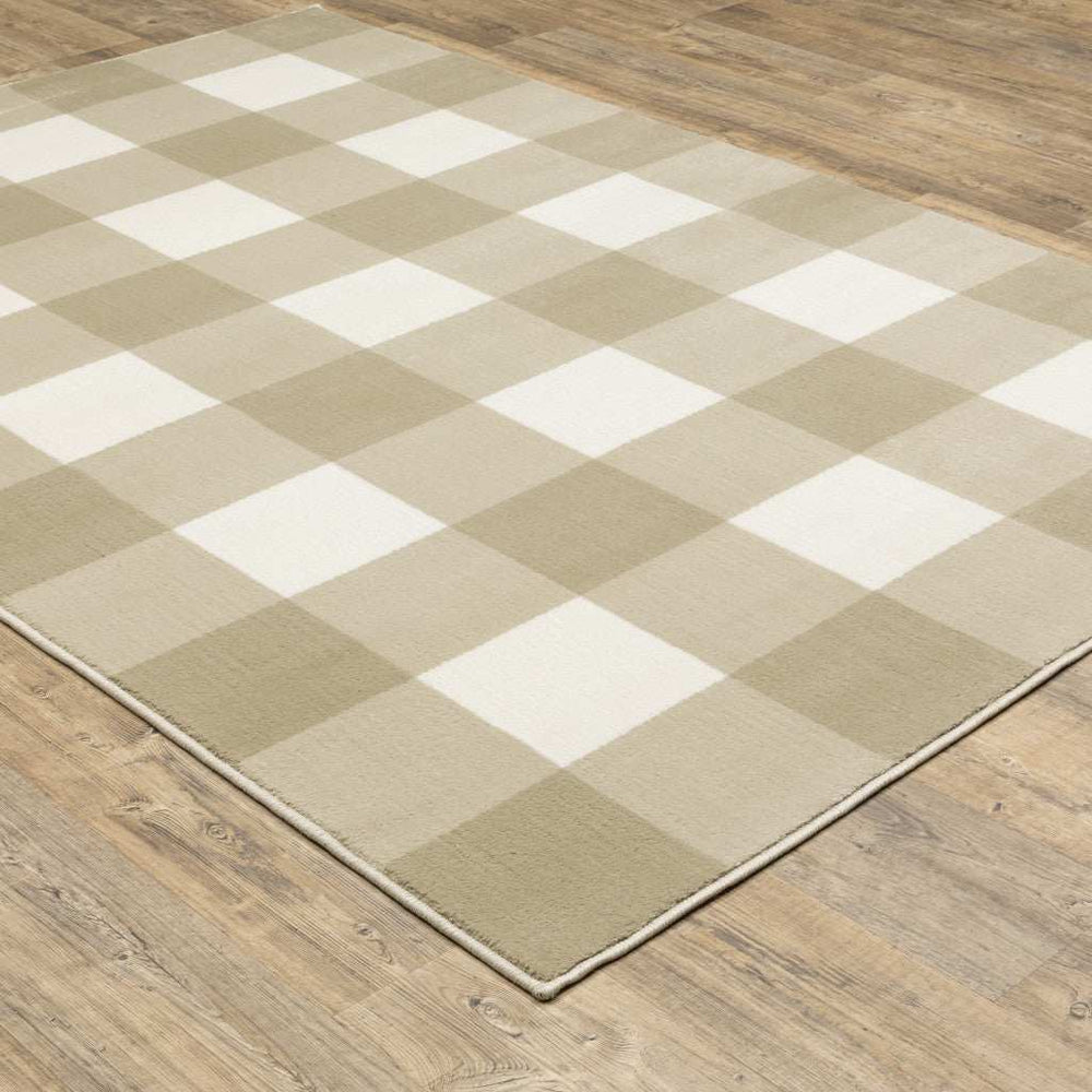 10' X 13' Beige And Ivory Geometric Power Loom Stain Resistant Area Rug - Homeroots - Flyclothing LLC