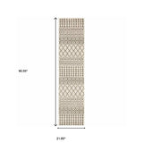 2' X 8' Ivory And Grey Geometric Power Loom Stain Resistant Runner Rug - Homeroots - Flyclothing LLC