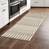 2' X 8' Ivory And Grey Geometric Power Loom Stain Resistant Runner Rug - Homeroots - Flyclothing LLC