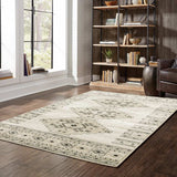 10' X 13' Ivory Grey Black And Ivory Southwestern Power Loom Stain Resistant Area Rug - Homeroots - Flyclothing LLC
