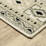 10' X 13' Ivory Grey Black And Ivory Southwestern Power Loom Stain Resistant Area Rug - Homeroots - Flyclothing LLC