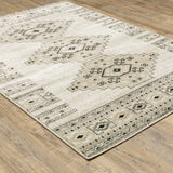 10' X 13' Ivory Grey Black And Ivory Southwestern Power Loom Stain Resistant Area Rug - Homeroots - Flyclothing LLC
