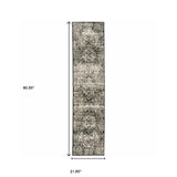 2' X 8' Black Grey Tan And Ivory Oriental Power Loom Stain Resistant Runner Rug - Homeroots - Flyclothing LLC