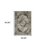 4' X 6' Black Grey Tan And Ivory Oriental Power Loom Stain Resistant Area Rug - Homeroots - Flyclothing LLC