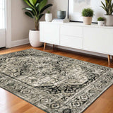 4' X 6' Black Grey Tan And Ivory Oriental Power Loom Stain Resistant Area Rug - Homeroots - Flyclothing LLC