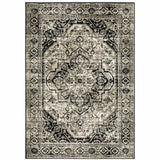 4' X 6' Black Grey Tan And Ivory Oriental Power Loom Stain Resistant Area Rug - Homeroots - Flyclothing LLC