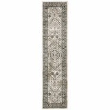 2' X 8' Ivory Grey Black And Ivory Oriental Power Loom Stain Resistant Runner Rug - Homeroots - Flyclothing LLC