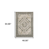 4' X 6' Ivory Grey Black And Ivory Oriental Power Loom Stain Resistant Area Rug - Homeroots - Flyclothing LLC