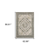 5' X 7' Ivory Grey Black And Ivory Oriental Power Loom Stain Resistant Area Rug - Homeroots - Flyclothing LLC
