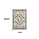 8' X 10' Ivory Grey Black And Ivory Oriental Power Loom Stain Resistant Area Rug - Homeroots - Flyclothing LLC