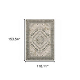 10' X 13' Ivory Grey Black And Ivory Oriental Power Loom Stain Resistant Area Rug - Homeroots - Flyclothing LLC