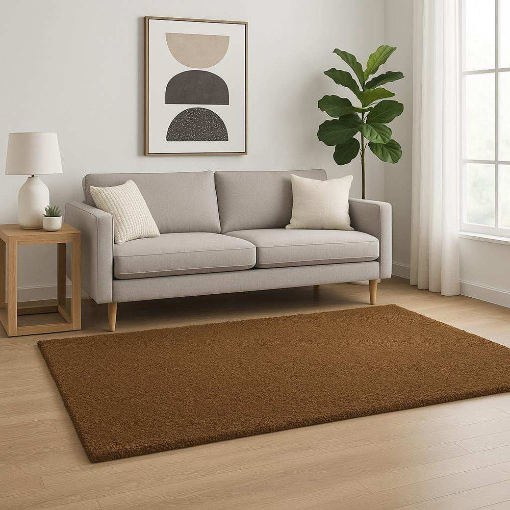 5' X 7' Brown Shag Tufted Handmade Stain Resistant Area Rug - Homeroots - Flyclothing LLC