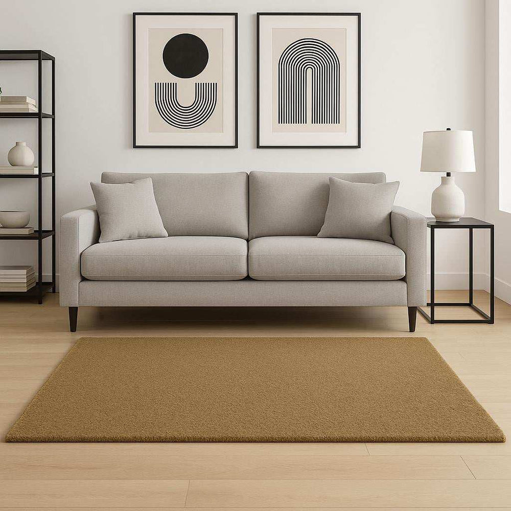 5' X 7' Rich Gold Shag Tufted Handmade Stain Resistant Area Rug - Homeroots - Flyclothing LLC