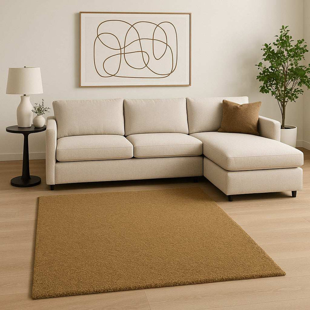 6' X 9' Rich Gold Shag Tufted Handmade Stain Resistant Area Rug - Homeroots - Flyclothing LLC