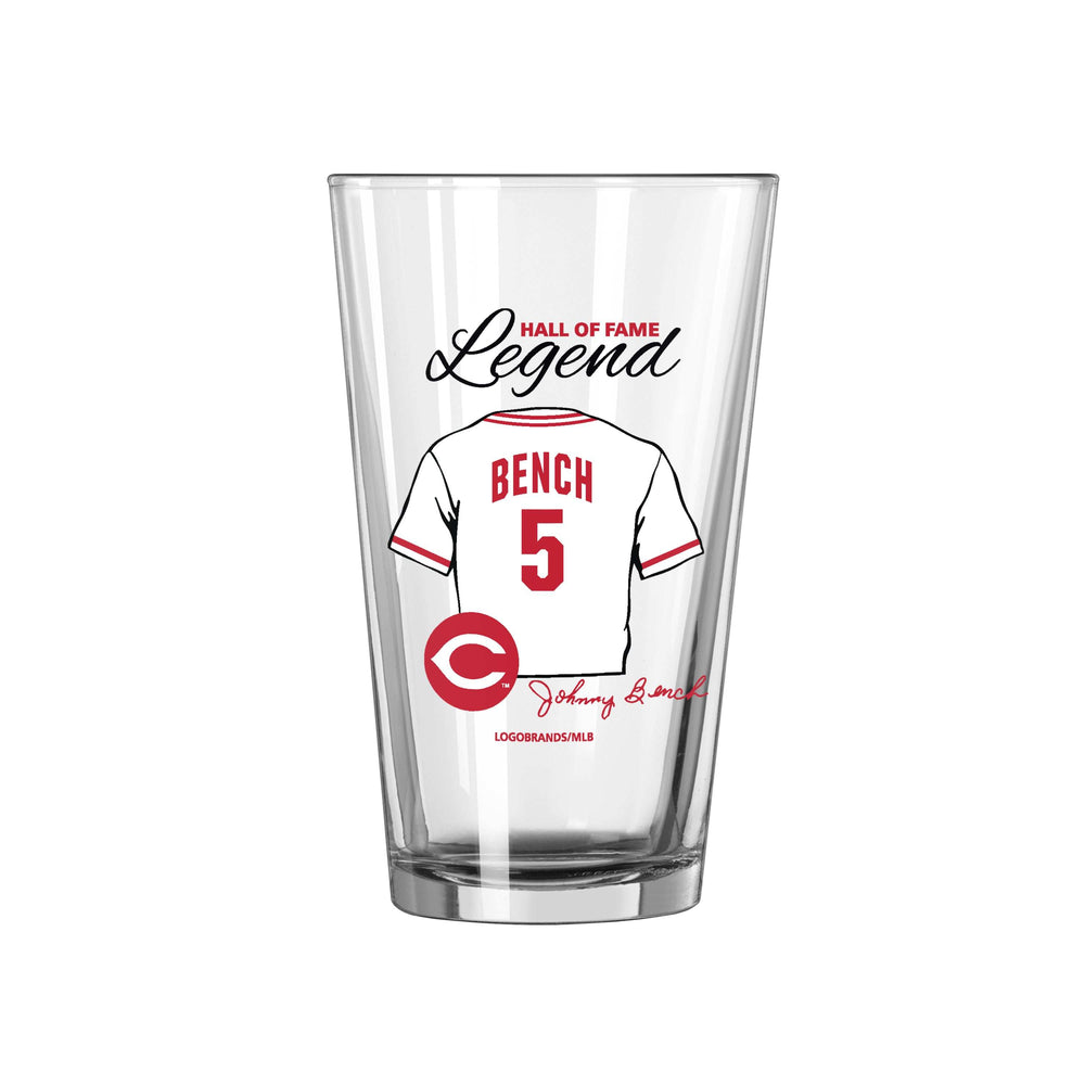 Cincinnati Reds HOF Jonny Bench 16oz Pint Glass - Logo Brands - Flyclothing LLC