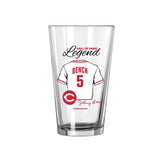 Cincinnati Reds HOF Jonny Bench 16oz Pint Glass - Logo Brands - Flyclothing LLC