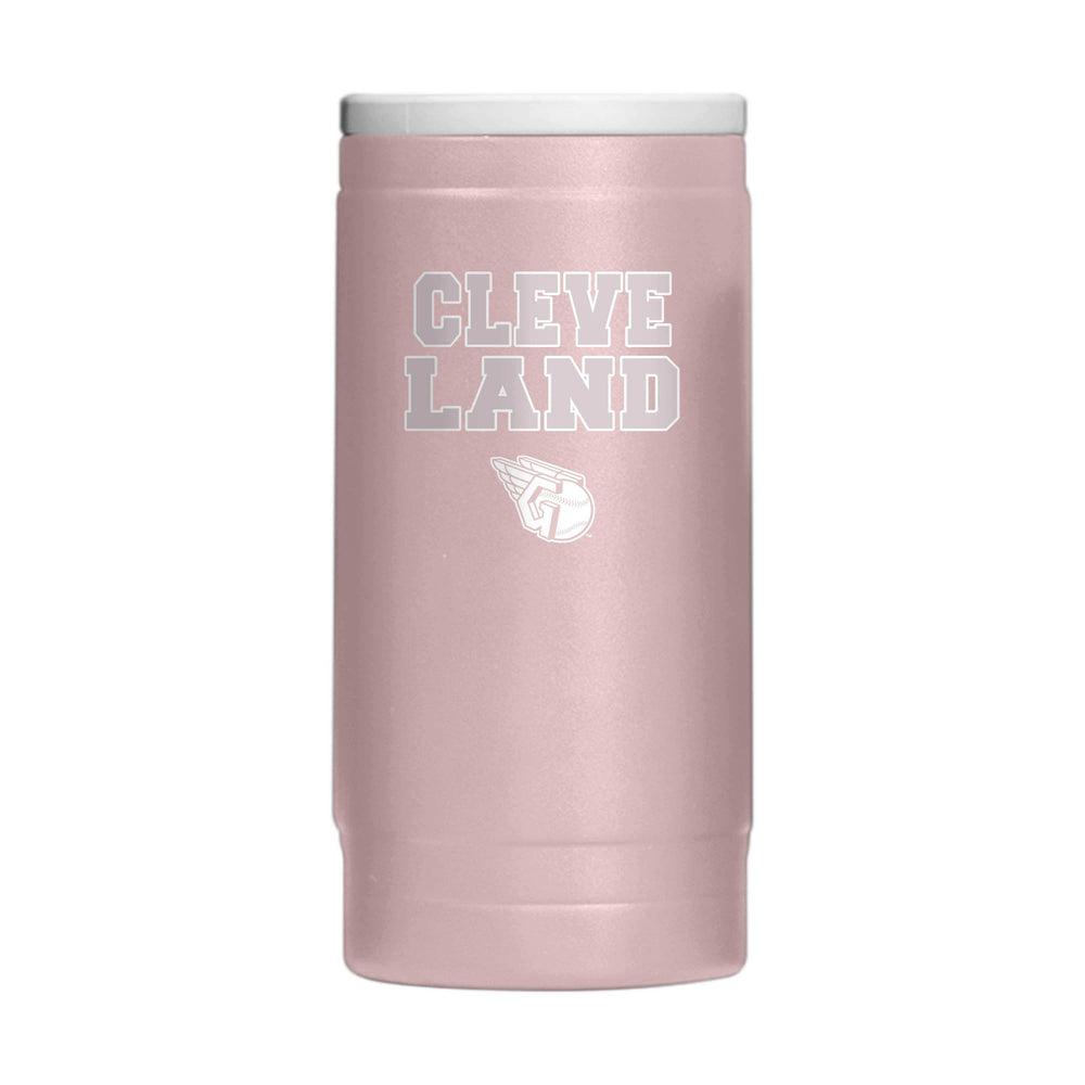 Cleveland Guardians Stencil Powder Coat Slim Can Coolie - Logo Brands - Flyclothing LLC