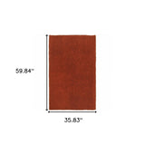 3' X 5' Rust Red Shag Tufted Handmade Stain Resistant Area Rug - Homeroots - Flyclothing LLC