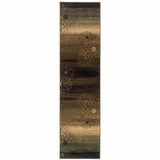 2' X 8' Brown And Beige Floral Power Loom Stain Resistant Runner Rug - Homeroots - Flyclothing LLC