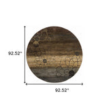 8' Brown Round Floral Power Loom Stain Resistant Area Rug - Homeroots - Flyclothing LLC