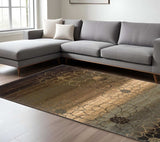 8' X 11' Brown And Beige Floral Power Loom Stain Resistant Area Rug - Homeroots - Flyclothing LLC