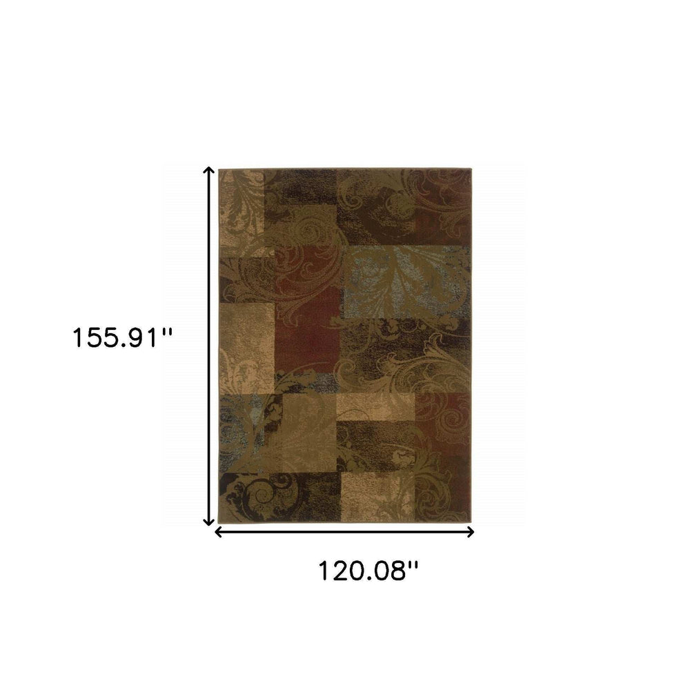 10' X 13' Green And Red Geometric Power Loom Stain Resistant Area Rug - Homeroots - Flyclothing LLC