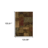 10' X 13' Green And Red Geometric Power Loom Stain Resistant Area Rug - Homeroots - Flyclothing LLC