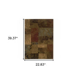 2' X 3' Green And Red Geometric Power Loom Stain Resistant Area Rug - Homeroots - Flyclothing LLC