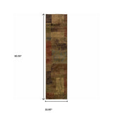 2' X 8' Green Geometric Power Loom Stain Resistant Runner Rug - Homeroots - Flyclothing LLC