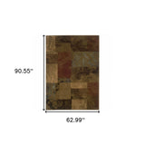 5' X 8' Green And Red Geometric Power Loom Stain Resistant Area Rug - Homeroots - Flyclothing LLC
