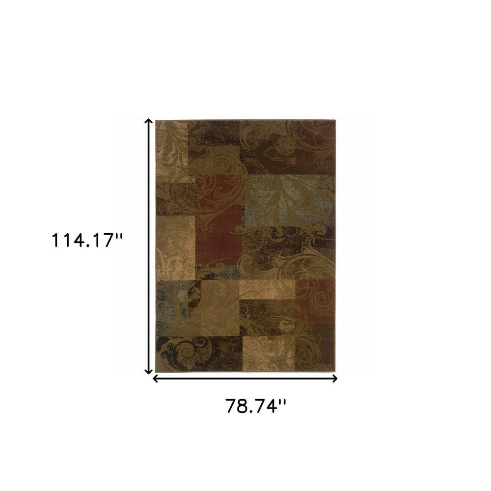 6' X 9' Green And Red Geometric Power Loom Stain Resistant Area Rug - Homeroots - Flyclothing LLC