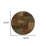 8' Green Round Geometric Power Loom Stain Resistant Area Rug - Homeroots - Flyclothing LLC